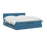 vidaXL Lit Ottoman avec Matelas Bleu foncé 200 x 200 cm Velours