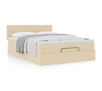 vidaXL Lit ottoman avec matelas crème 140x190 cm tissu