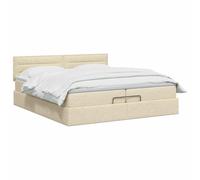 vidaXL Lit Ottoman avec Matelas Crème 200 x 200 cm Tissu