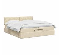 vidaXL Lit Ottoman avec Matelas Crème 200 x 200 cm Tissu