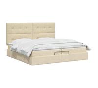 vidaXL Lit Ottoman avec Matelas Crème 200 x 200 cm Tissu