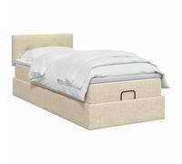 vidaXL Lit Ottoman avec Matelas Crème 90 x 200 cm Tissu