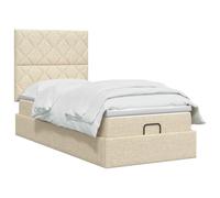 vidaXL Lit Ottoman avec Matelas Crème 90 x 200 cm Tissu