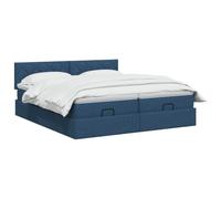 vidaXL Lit ottoman avec matelas et LED bleu 200 x 200 cm tissu | Réglez la hauteur comme vous le souhaitez, utilisez l'espace sous le lit pour tout ce qui est possible