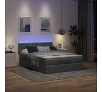 Vidaxl Lit Ottoman Avec Matelas Et Led Gris Foncé 140x200 Cm Tissu Gris