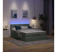 Vidaxl Lit Ottoman Avec Matelas Et Led Gris Foncé 140x200 Cm Tissu Gris