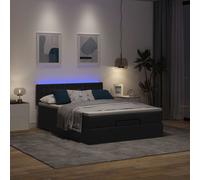 Vidaxl Lit Ottoman Avec Matelas Et Led Noir 140x200 Cm Tissu Noir