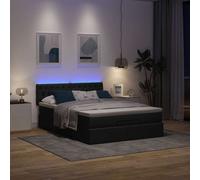 Lit ottoman avec matelas noir 140x200 cm tissu, lit, lit capitonné, lit ottoman double, lit avec rangement 3312397