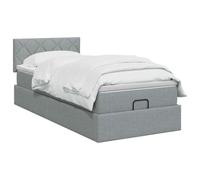 vidaXL Lit Ottoman avec Matelas Gris Clair 100 x 200 cm Tissu