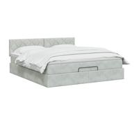 vidaXL Lit Ottoman avec Matelas Gris Clair 140 x 190 cm Velours, Lit Ottomane Moderne, Mobilier Luxe Contemporain, Matelas Mousse Ajustable pour Confort Ultime