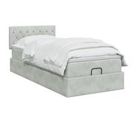 vidaXL Lit Ottoman avec Matelas Gris Clair 90 x 190 cm Velours, Lit Ottomane Moderne, Mobilier Luxe Contemporain, Matelas Mousse Ajustable pour Confort Ultime
