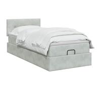 vidaXL Lit Ottoman avec Matelas Gris Clair 90 x 200 cm Velours, Lit Ottomane Moderne, Mobilier Luxe Contemporain, Matelas Mousse Ajustable pour Confort Ultime