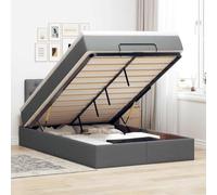 vidaXL Lit Ottoman avec Matelas Gris foncé 120x190 cm Tissu, lit, lit capitonné, lit Ottoman Double, lit avec Rangement, lit de Rangement sous Le lit