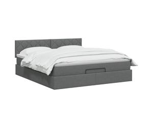 vidaXL Lit Ottoman avec Matelas Gris foncé 140 x 200 cm Tissu