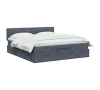 vidaXL Lit Ottoman avec Matelas Gris foncé 140 x 200 cm Velours
