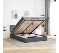 Lit ottoman avec matelas et LED gris foncé 90x200 cm tissu lit rembourré vidaXL