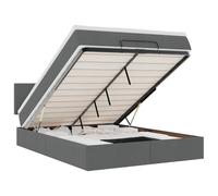 vidaXL Lit Ottoman avec Matelas Gris foncé 140x190 cm Tissu, lit, lit capitonné, lit Ottoman Double, lit avec Rangement, lit de Rangement sous Le lit