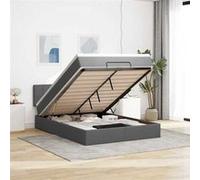 vidaXL Lit ottoman avec matelas gris foncé 140x200 cm tissu, lit, lit capitonné, lit ottoman double, lit avec rangement 3312313 Gris G