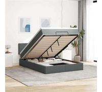 Vidaxl Lit Ottoman Avec Matelas Et Led Gris Foncé 140x200 Cm Tissu Gris