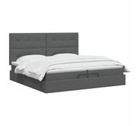 vidaXL Lit Ottoman avec Matelas Gris foncé 200 x 200 cm Tissu