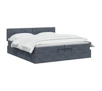 vidaXL Lit Ottoman avec Matelas Gris foncé 200 x 200 cm Velours