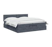 vidaXL Lit Ottoman avec Matelas Gris foncé 200 x 200 cm Velours, Lit Ottomane Moderne, Mobilier Luxe Contemporain, Matelas Mousse Ajustable pour Confort Ultime