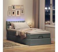 Lit ottoman avec matelas et LED crème 90x200 cm tissu lit rembourré vidaXL