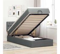 Lit ottoman avec matelas et LED crème 90x200 cm tissu lit rembourré vidaXL