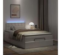Vidaxl Lit Ottoman Avec Matelas & Led Blanc Pur 120x190cm Similicuir Multicolore