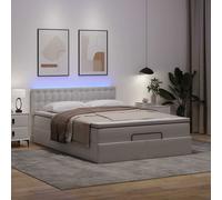 Vidaxl Lit Ottoman Avec Matelas & Led Blanc Pur 140x200cm Similicuir Multicolore