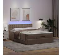 vidaXL Lit ottoman avec matelas & LED Cappuccino 140x200cm similicuir Multicolore
