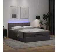 Vidaxl Lit Ottoman Avec Matelas & Led Gris 140x190cm Similicuir Gris