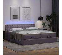 vidaXL Lit ottoman avec matelas & LED Gris 180x200cm similicuir Gris