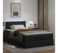 Vidaxl Lit Ottoman Avec Matelas & Led Noir 120x190cm Similicuir Noir