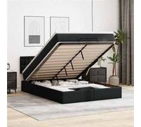 vidaXL Lit ottoman avec matelas & LED Noir 140x200cm similicuir 3312157 Noir