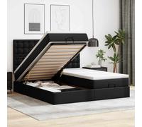 Vidaxl Lit Ottoman Avec Matelas & Led Noir 160x200cm Similicuir Noir