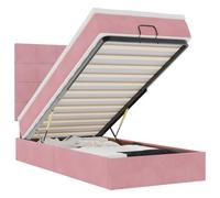 vidaXL Lit ottoman avec matelas LED rose, 90 x 200 cm, en velours, cadre de lit avec espace de rangement, lit rembourré, cadre de lit avec espace de rangement, lit