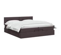 vidaXL Lit Ottoman avec Matelas Marron foncé 200 x 200 cm Tissu
