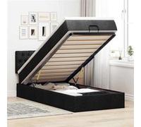 vidaXL Lit ottoman avec matelas noir 100x200 cm tissu, lit, lit capitonné, lit ottoman double, lit avec rangement, lit de 3312369 Noir G