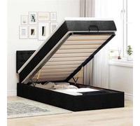 Vidaxl Lit Ottoman Avec Matelas Noir 100x200 Cm Tissu Noir