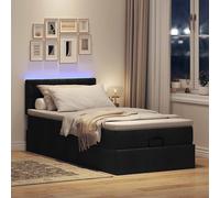 Vidaxl Lit Ottoman Avec Matelas Noir 100x200 Cm Tissu Noir