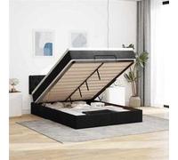 Vidaxl Lit Ottoman Avec Matelas Et Led Noir 140x190 Cm Tissu Noir