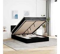 Vidaxl Lit Ottoman Avec Matelas Et Led Noir 140x190 Cm Tissu Noir