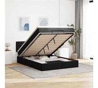 vidaXL Lit Ottoman avec Matelas Noir 140x200 cm Tissu, lit, lit capitonné, lit Ottoman Double, lit avec Rangement, lit de Rangement sous Le lit
