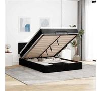 Vidaxl Lit Ottoman Avec Matelas Et Led Noir 140x200 Cm Tissu Noir