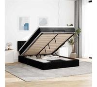 Lit ottoman avec matelas noir 140x200 cm tissu, lit, lit capitonné, lit ottoman double, lit avec rangement 3312480