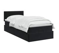 vidaXL Lit Ottoman avec Matelas Noir 90 x 190 cm Velours