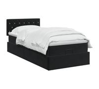 vidaXL Lit Ottoman avec Matelas Noir 90 x 200 cm Velours