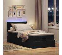 Vidaxl Lit Ottoman Avec Matelas Noir 90x200 Cm Tissu Noir