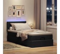 Vidaxl Lit Ottoman Avec Matelas Noir 90x200 Cm Tissu Noir